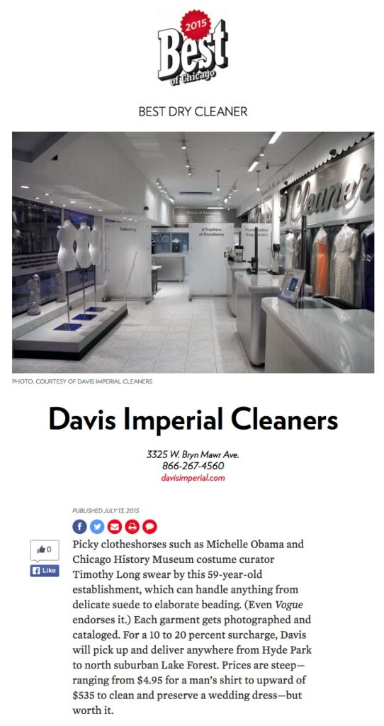 "Best of Chicago" Davis Imperial Dry Cleaners